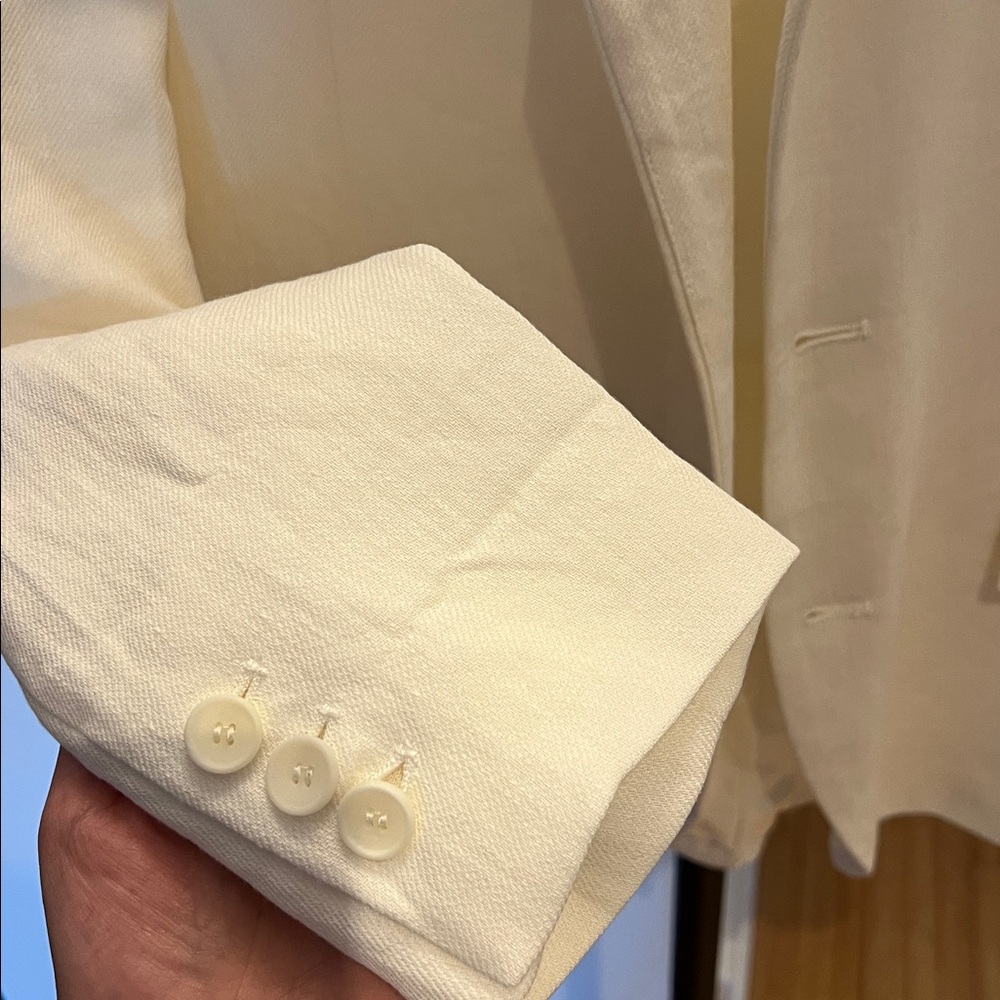 Zara Off-White Linen Blazer - Picture 2 of 3